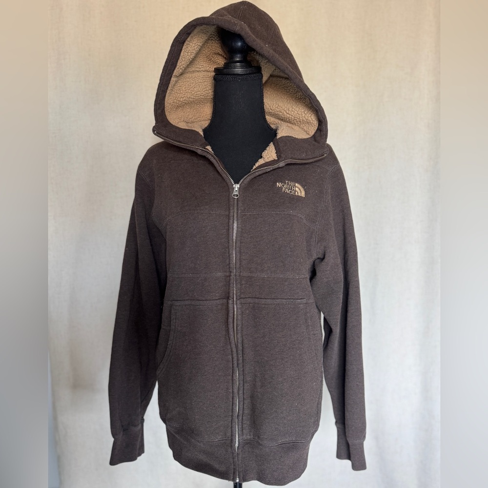 The North Face Brown Fleece Lined Zip Up Jacket Hoodie